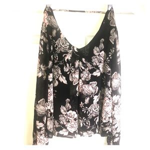 Forever 21 Black Floral Sheer Blouse